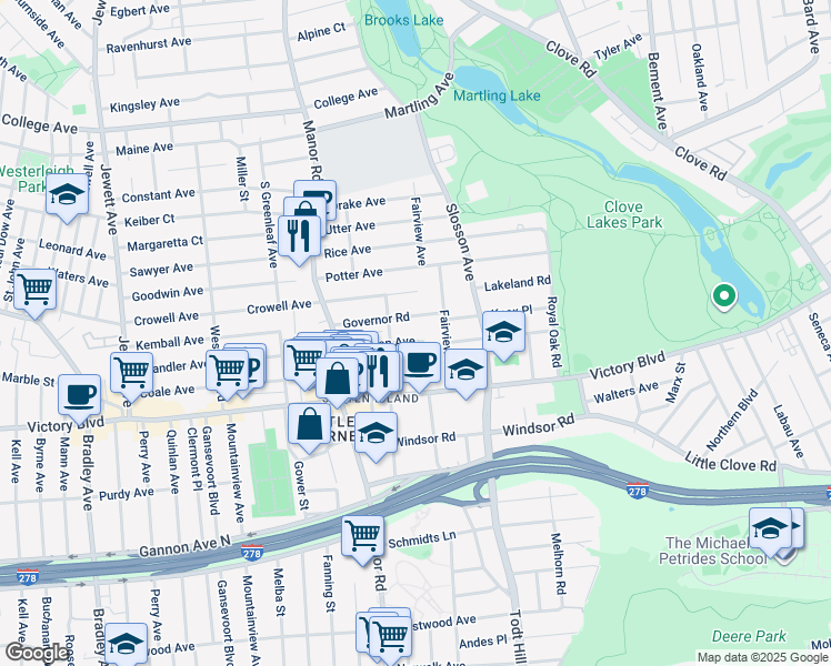 map of restaurants, bars, coffee shops, grocery stores, and more near 26 Governor Road in Staten Island