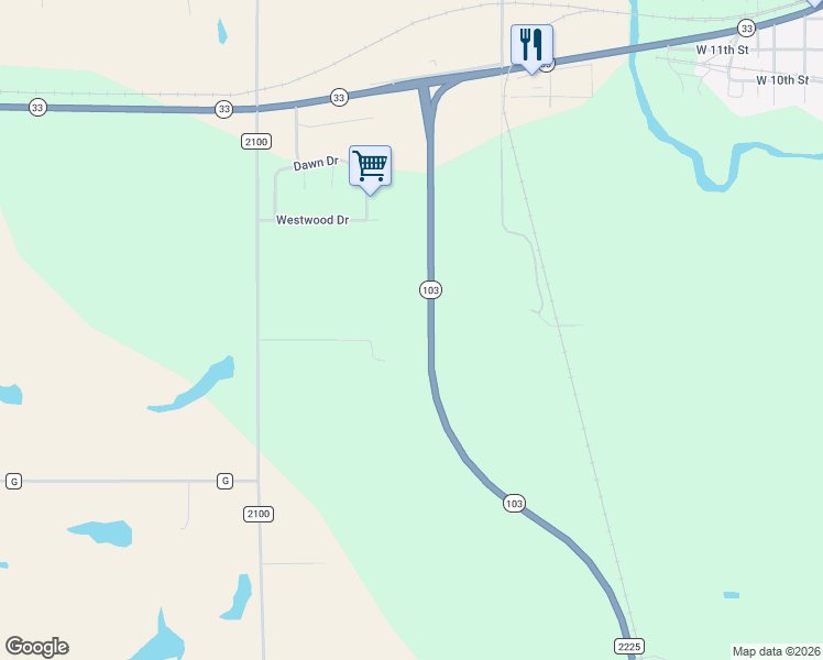 map of restaurants, bars, coffee shops, grocery stores, and more near 105 Belohlavy Drive in Crete