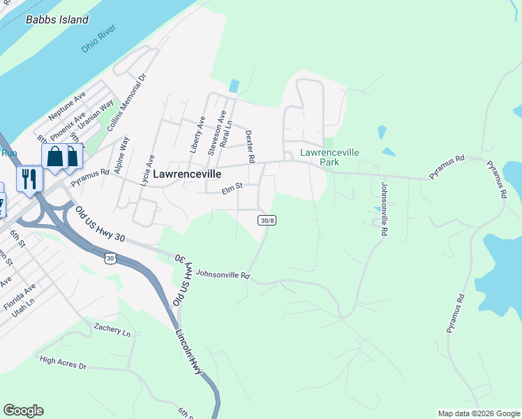 map of restaurants, bars, coffee shops, grocery stores, and more near Maple Ln in Chester