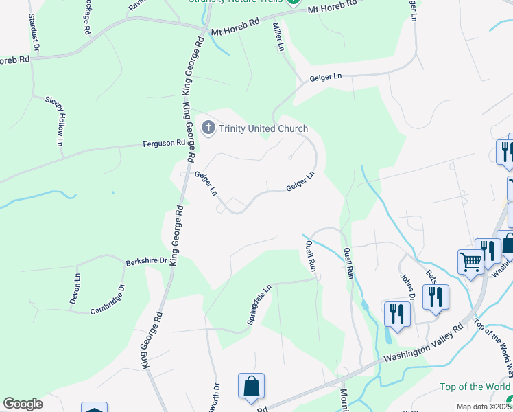 map of restaurants, bars, coffee shops, grocery stores, and more near 61 Geiger Lane in Warren