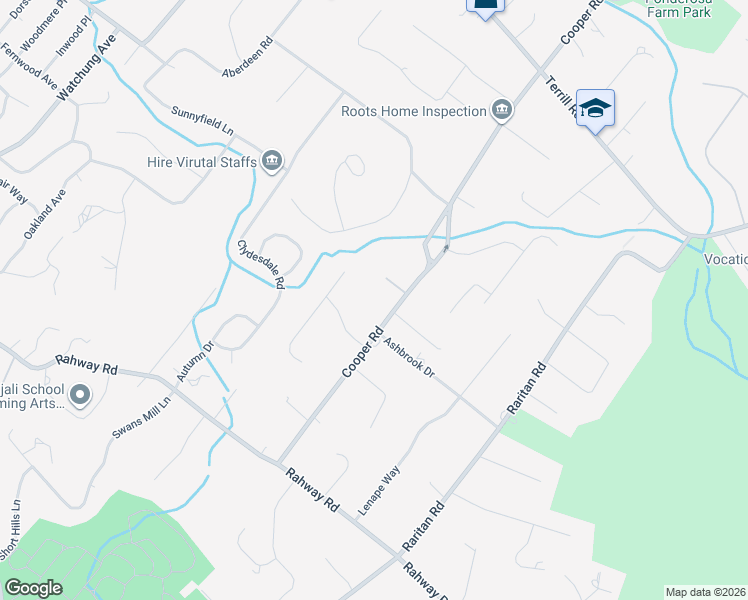 map of restaurants, bars, coffee shops, grocery stores, and more near 1211 Cooper Road in Scotch Plains