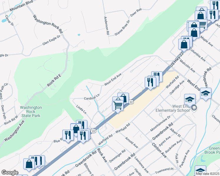 map of restaurants, bars, coffee shops, grocery stores, and more near 801 Tallwood Lane in Green Brook Township
