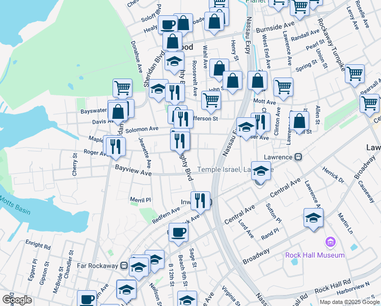map of restaurants, bars, coffee shops, grocery stores, and more near 227 Elizabeth St in Inwood
