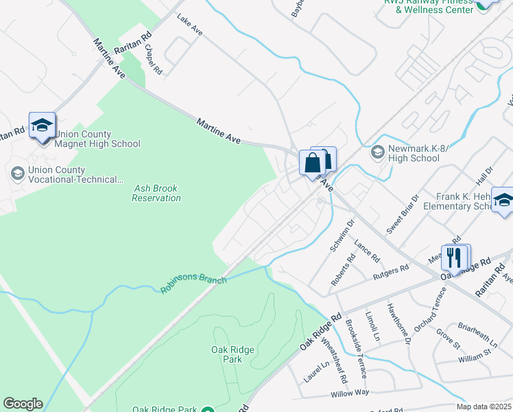 map of restaurants, bars, coffee shops, grocery stores, and more near 189 Country Club Lane in Scotch Plains