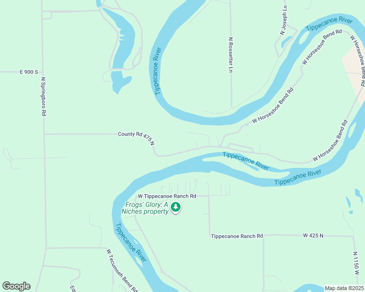 map of restaurants, bars, coffee shops, grocery stores, and more near 12349 West Horseshoe Bend Road in Brookston