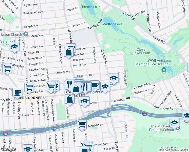 map of restaurants, bars, coffee shops, grocery stores, and more near 26 Governor Road in Staten Island