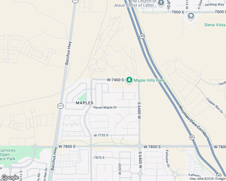 map of restaurants, bars, coffee shops, grocery stores, and more near 6578 Bridge Maple Lane in West Jordan