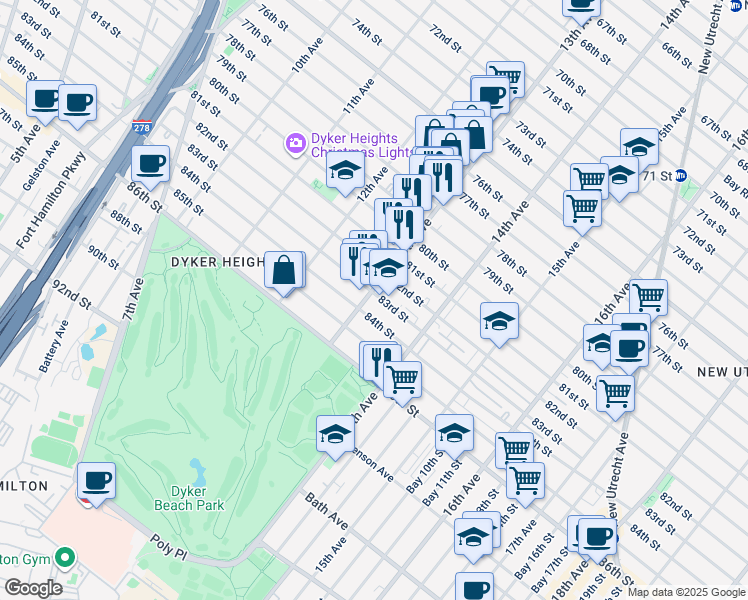 map of restaurants, bars, coffee shops, grocery stores, and more near in Brooklyn