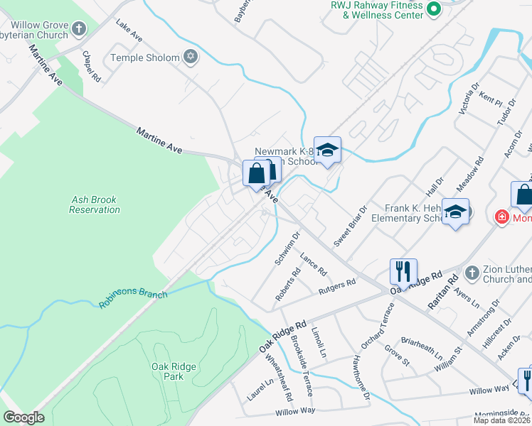 map of restaurants, bars, coffee shops, grocery stores, and more near 101 Goodmans Crossing in Scotch Plains