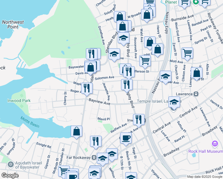 map of restaurants, bars, coffee shops, grocery stores, and more near 314 Morris Avenue in Inwood
