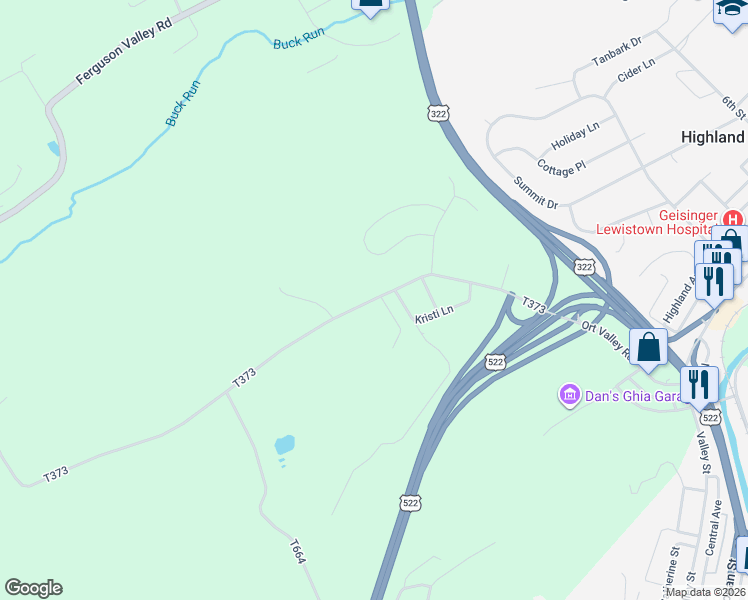 map of restaurants, bars, coffee shops, grocery stores, and more near 300 Ort Valley Road in Lewistown