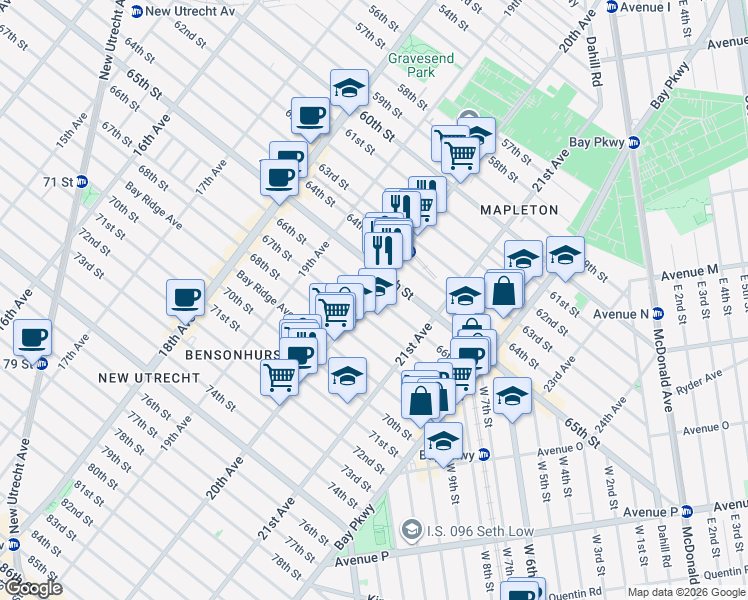 map of restaurants, bars, coffee shops, grocery stores, and more near in Brooklyn