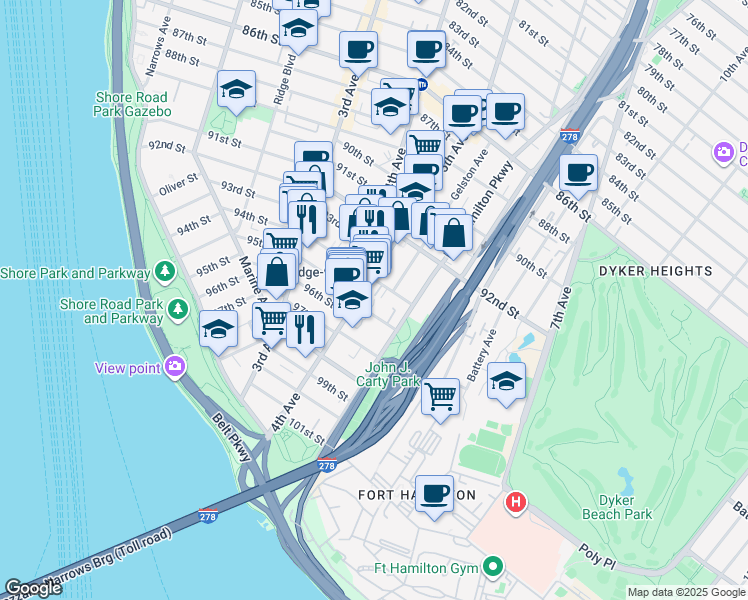 map of restaurants, bars, coffee shops, grocery stores, and more near in Brooklyn