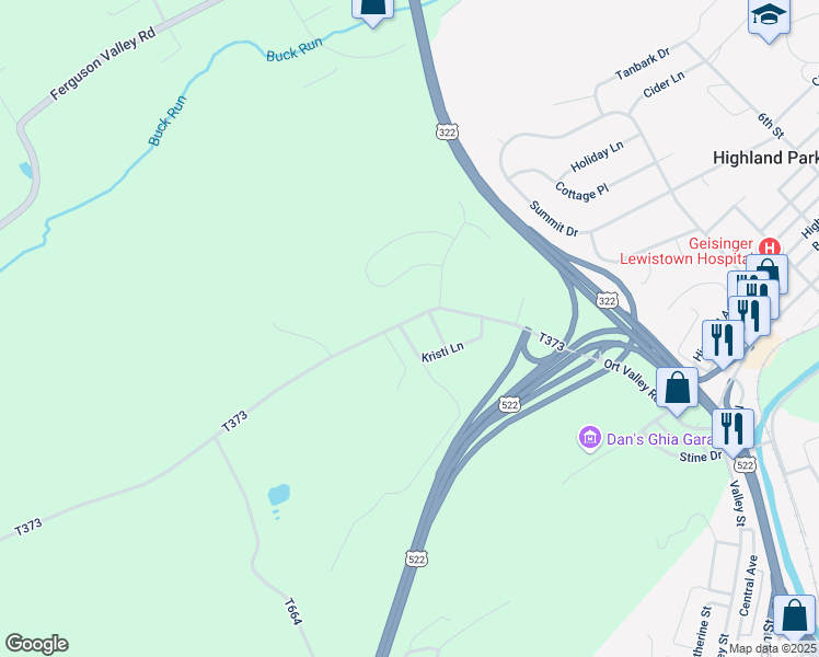 map of restaurants, bars, coffee shops, grocery stores, and more near 186 Ort Valley Road in Lewistown
