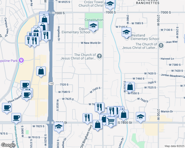 map of restaurants, bars, coffee shops, grocery stores, and more near 10289 South 3285 West in West Jordan