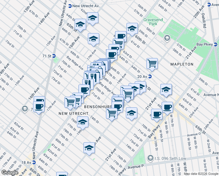 map of restaurants, bars, coffee shops, grocery stores, and more near in Brooklyn