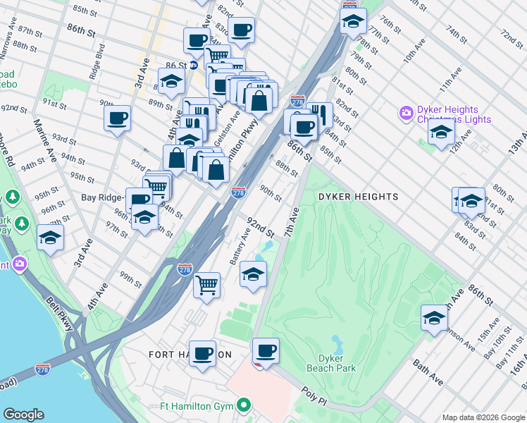 map of restaurants, bars, coffee shops, grocery stores, and more near in Brooklyn