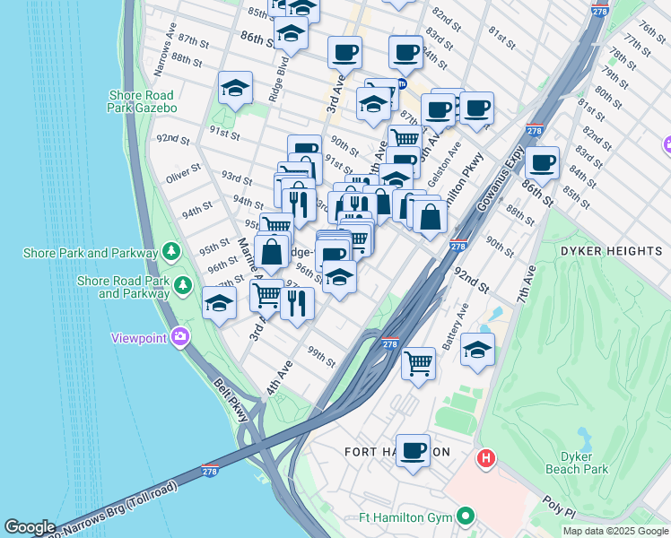 map of restaurants, bars, coffee shops, grocery stores, and more near in Brooklyn