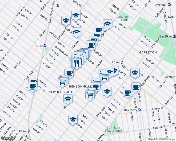 map of restaurants, bars, coffee shops, grocery stores, and more near in Brooklyn