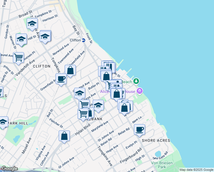 map of restaurants, bars, coffee shops, grocery stores, and more near 28 Saint Marys Avenue in Staten Island
