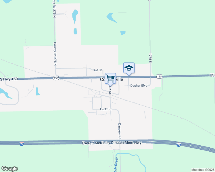 map of restaurants, bars, coffee shops, grocery stores, and more near 101-107 Lincoln St in Congerville