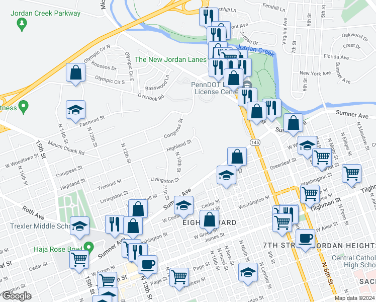 map of restaurants, bars, coffee shops, grocery stores, and more near 931 Tremont Street in Whitehall