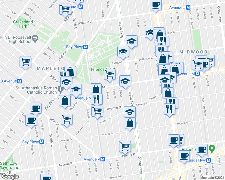 map of restaurants, bars, coffee shops, grocery stores, and more near in Brooklyn
