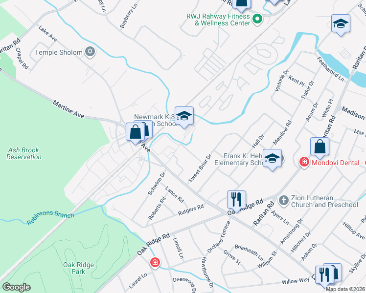 map of restaurants, bars, coffee shops, grocery stores, and more near 1021 Cellar Avenue in Scotch Plains