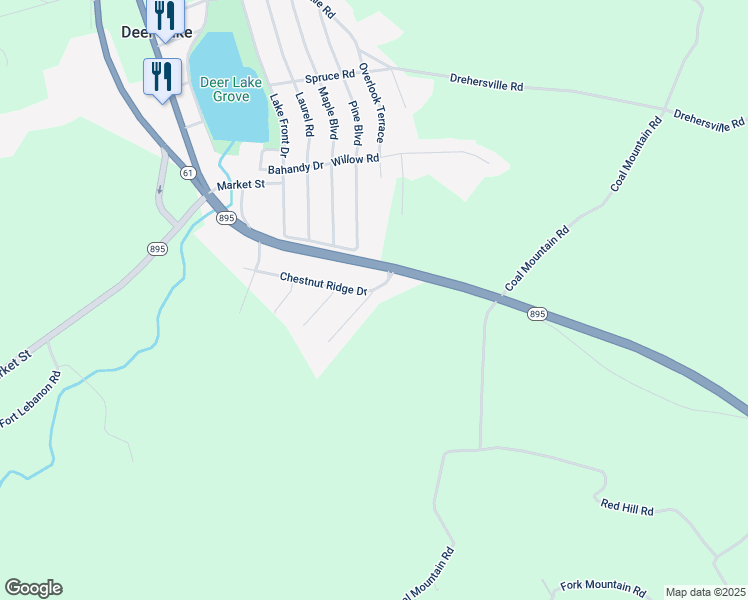 map of restaurants, bars, coffee shops, grocery stores, and more near 411 Fern Road in Orwigsburg