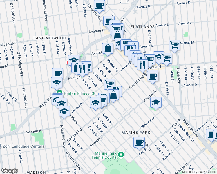 map of restaurants, bars, coffee shops, grocery stores, and more near in Brooklyn