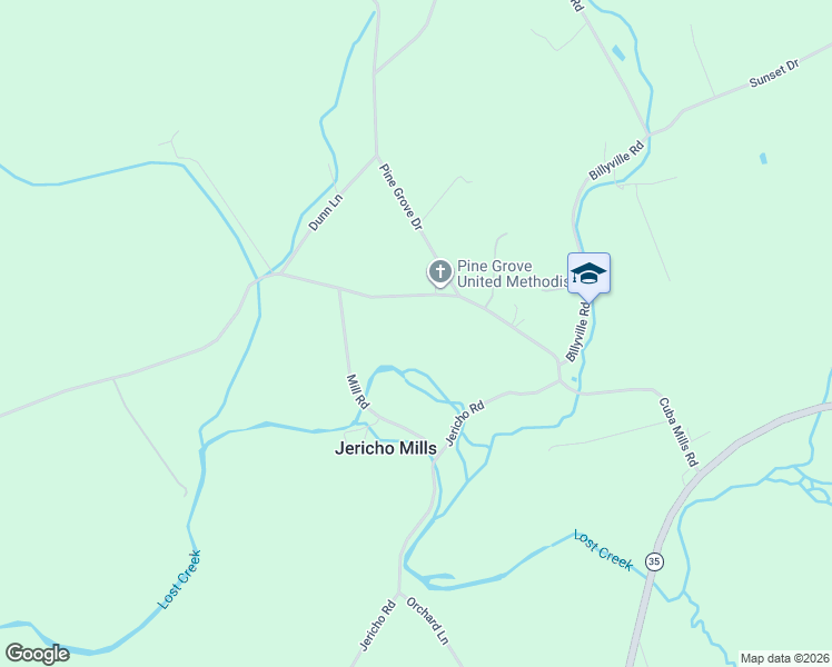 map of restaurants, bars, coffee shops, grocery stores, and more near 4633 Cuba Mills Road in Mifflintown