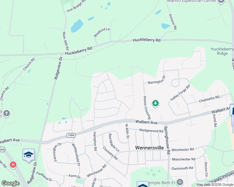 map of restaurants, bars, coffee shops, grocery stores, and more near 1805 Franklin Way in Allentown