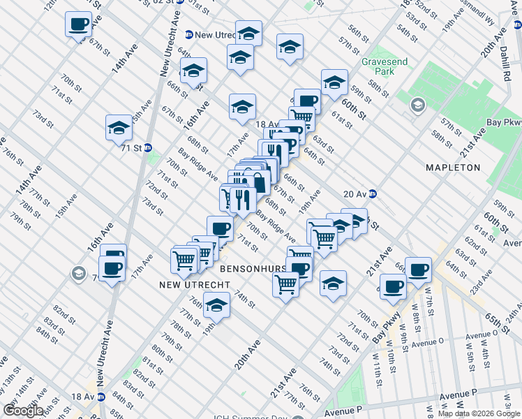 map of restaurants, bars, coffee shops, grocery stores, and more near in Brooklyn