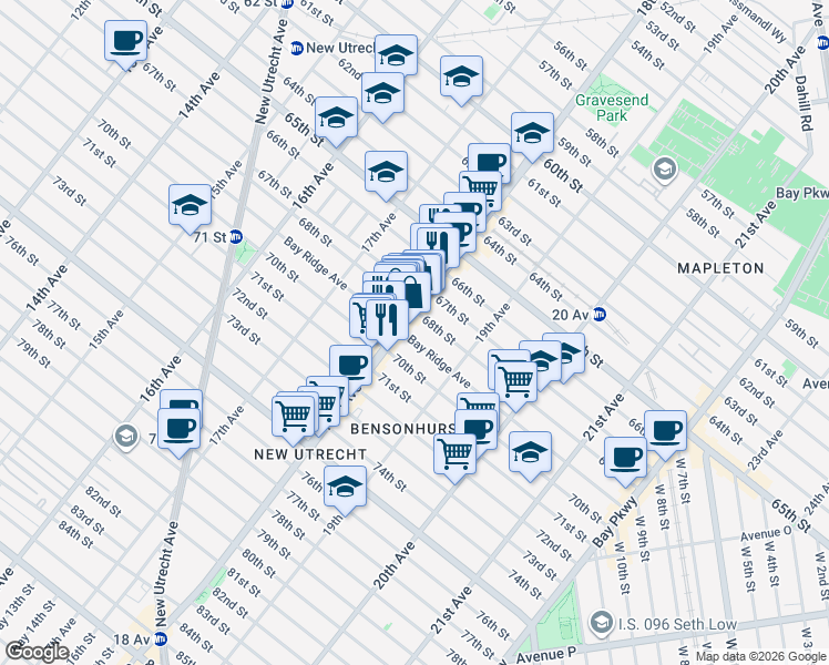 map of restaurants, bars, coffee shops, grocery stores, and more near in Brooklyn