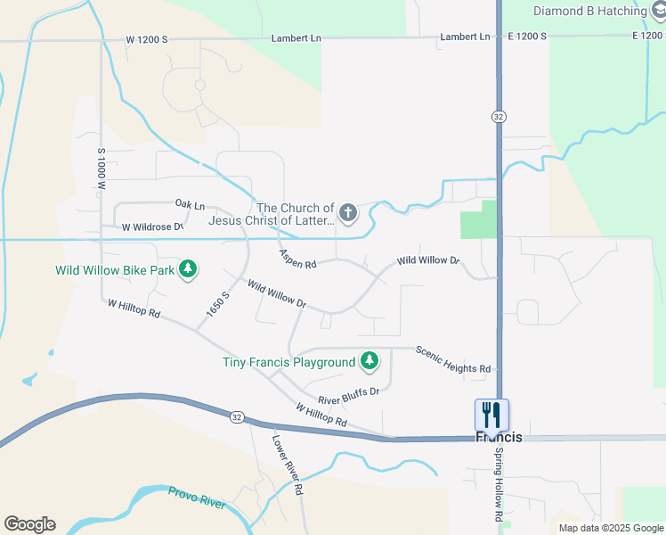 map of restaurants, bars, coffee shops, grocery stores, and more near 431 Aspen Road in Kamas