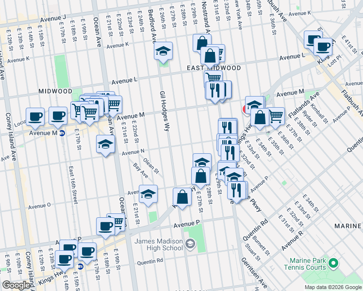 map of restaurants, bars, coffee shops, grocery stores, and more near in Brooklyn