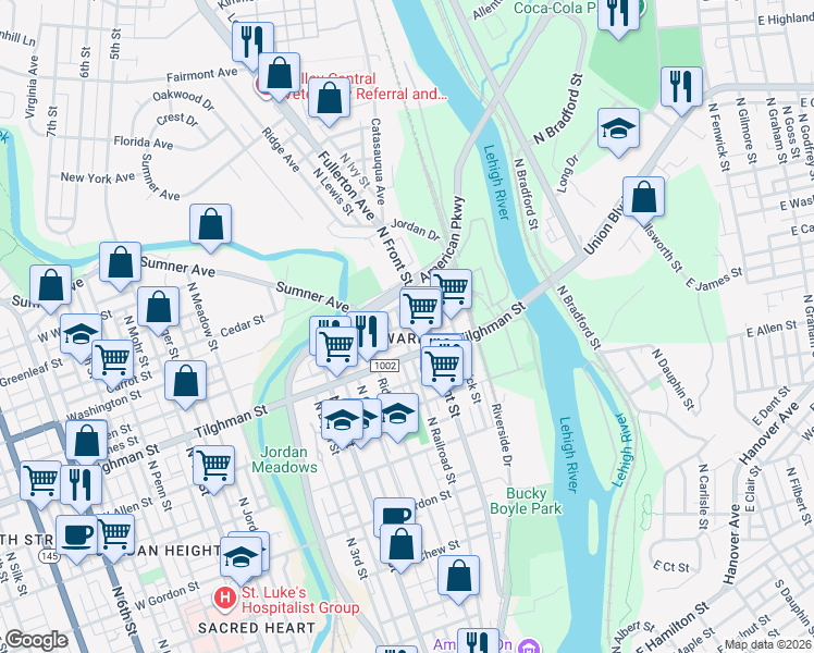 map of restaurants, bars, coffee shops, grocery stores, and more near in Fullerton