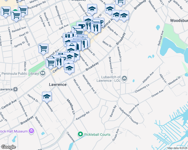 map of restaurants, bars, coffee shops, grocery stores, and more near 5 Stuyvesant Place in Lawrence