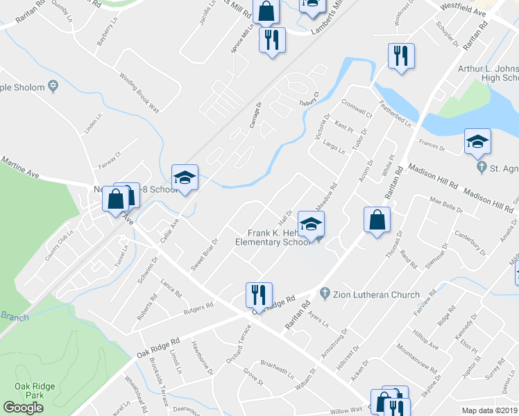 map of restaurants, bars, coffee shops, grocery stores, and more near 98 Stonehenge Terrace in Clark