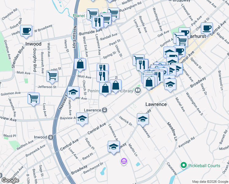 map of restaurants, bars, coffee shops, grocery stores, and more near 231 Allen Street in Lawrence