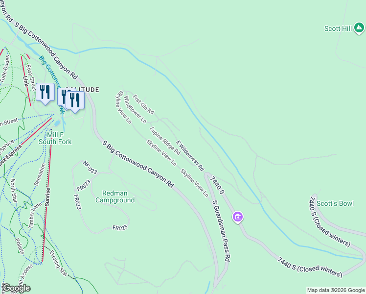 map of restaurants, bars, coffee shops, grocery stores, and more near East Wilderness Road in Brighton