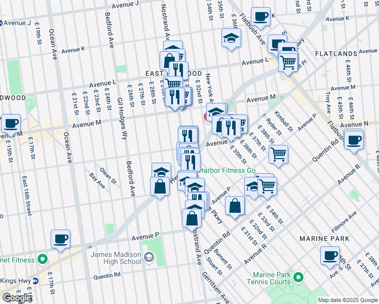 map of restaurants, bars, coffee shops, grocery stores, and more near in Brooklyn