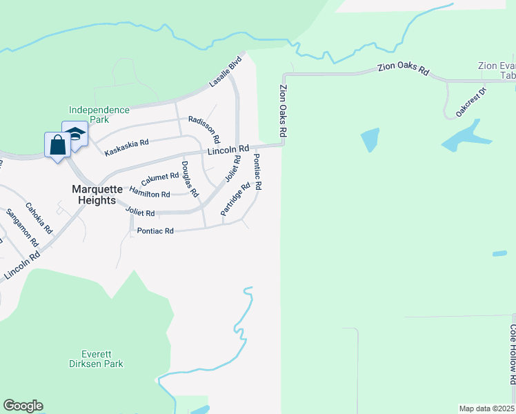 map of restaurants, bars, coffee shops, grocery stores, and more near 408 Pontiac Rd in Marquette Heights
