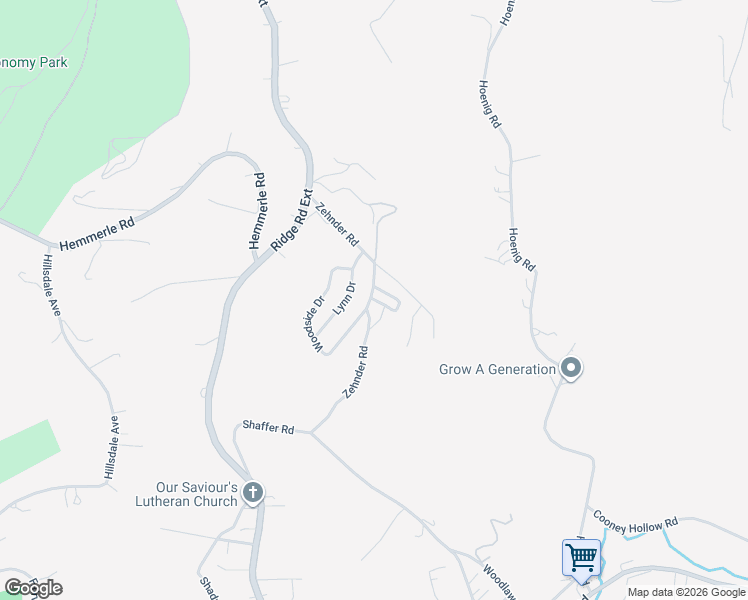 map of restaurants, bars, coffee shops, grocery stores, and more near 190 Zehnder Road in Ambridge