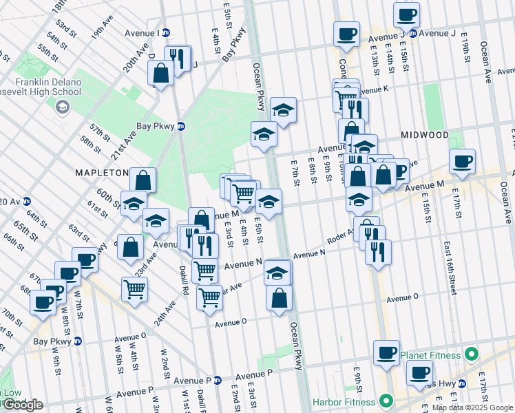 map of restaurants, bars, coffee shops, grocery stores, and more near in Brooklyn