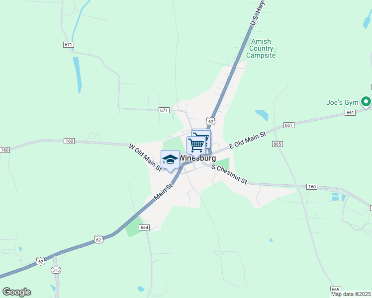 map of restaurants, bars, coffee shops, grocery stores, and more near 7671 North Walnut Street in Dundee