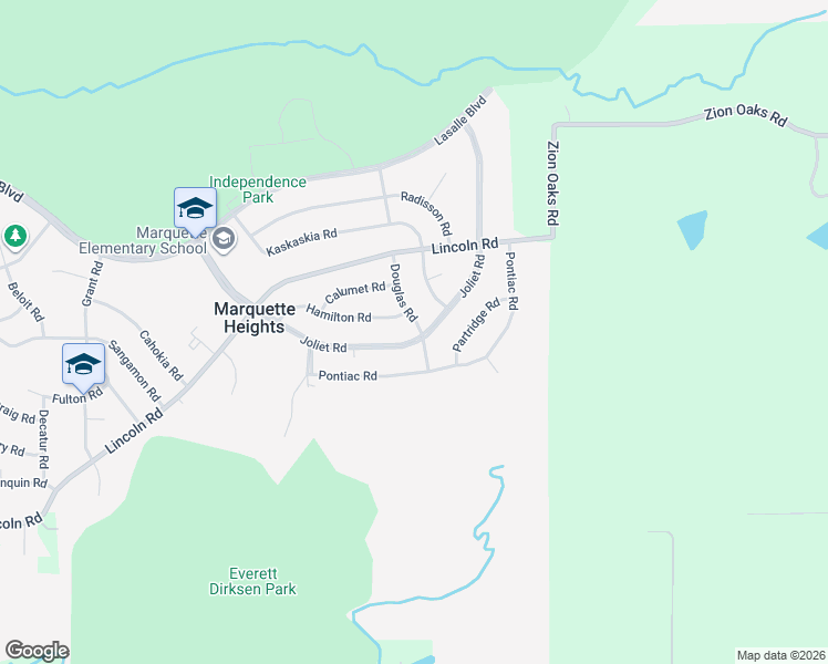 map of restaurants, bars, coffee shops, grocery stores, and more near 500 Joliet Road in Marquette Heights