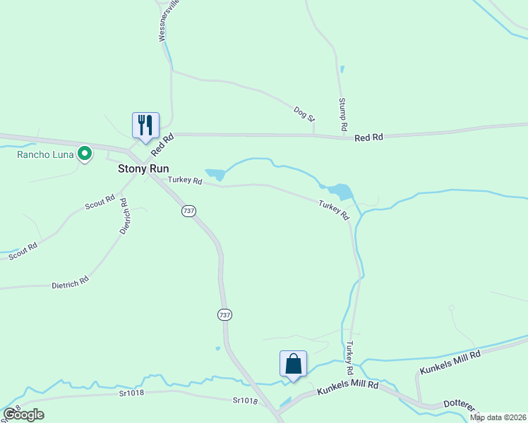 map of restaurants, bars, coffee shops, grocery stores, and more near 156 Turkey Road in Kempton