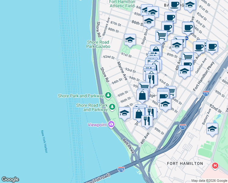 map of restaurants, bars, coffee shops, grocery stores, and more near in Brooklyn