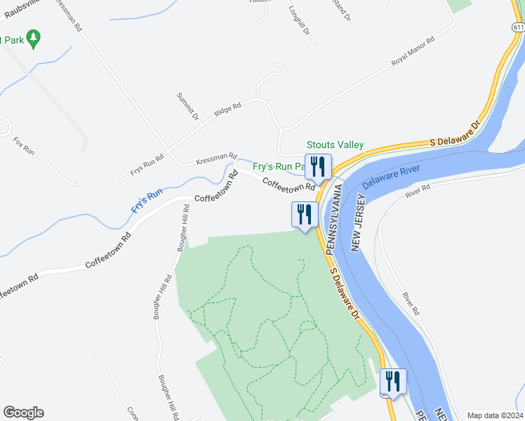 map of restaurants, bars, coffee shops, grocery stores, and more near 65 Coffeetown Road in Northampton County